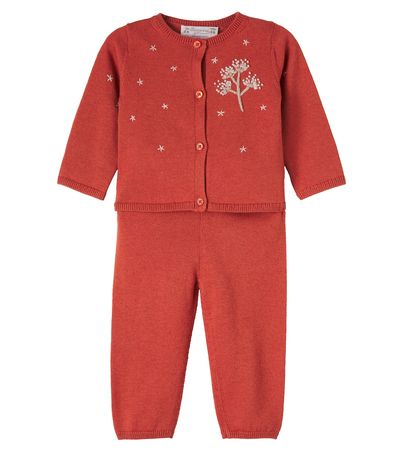 Bonpoint Bonpoint Baby Melnie wool and cotton cardigan and pants set