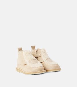 Bonpoint Bonpoint Baby Mike teddy-trimmed suede boots