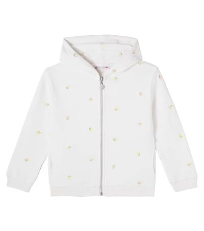 Bonpoint Bonpoint Embroidered cotton jersey zip-up hoodie