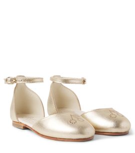 Bonpoint Bonpoint Felyne embellished metallic leather ballet flats