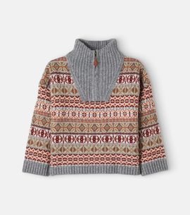 Bonton Bonton Léonard jacquard half-zip sweater