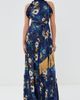 Borgo de Nor Borgo de Nor Tatiana Crepe Satin Dress Magical Blossom Navy - 2