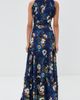 Borgo de Nor Borgo de Nor Tatiana Crepe Satin Dress Magical Blossom Navy - 3