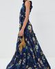 Borgo de Nor Borgo de Nor Tatiana Crepe Satin Dress Magical Blossom Navy - 4