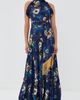 Borgo de Nor Borgo de Nor Tatiana Crepe Satin Dress Magical Blossom Navy - 5