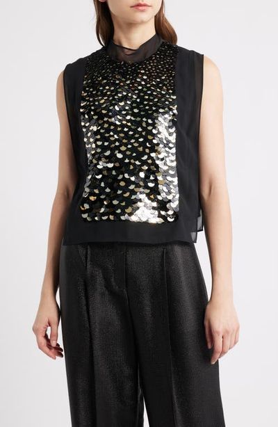 BOSS BOSS Baliette Sequin Sleeveless Chiffon Top