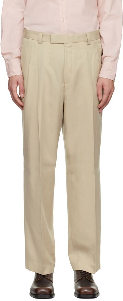 BOSS BOSS Beige Oversized-Fit Twill Trousers