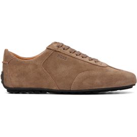 BOSS BOSS Beige Suede Embossed Logo Sneakers