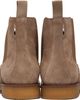 BOSS BOSS Beige Suede Signature-Stripe Stitching Chelsea Boots - 2