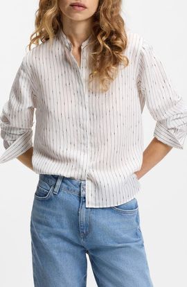 BOSS BOSS Bertyna Monday Stripe Crop Button-Up Shirt
