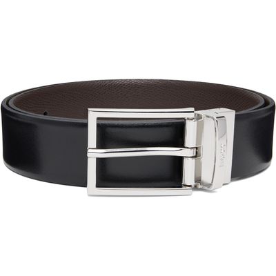 BOSS BOSS Black & Brown Two-Texture Leather Reversible Belt