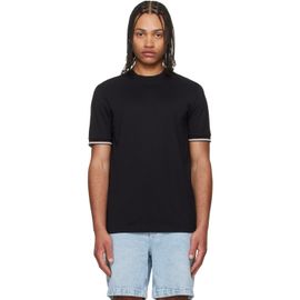 BOSS BOSS Black Cotton-Jersey Signature-Stripe Cuffs T-shirt