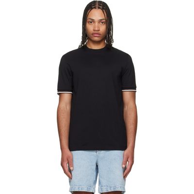 BOSS BOSS Black Cotton-Jersey Signature-Stripe Cuffs T-shirt