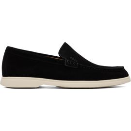 BOSS BOSS Black Debossed-Logo Suede Loafers
