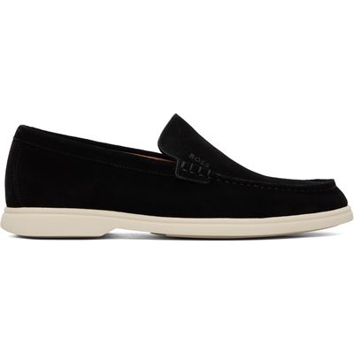 BOSS BOSS Black Debossed-Logo Suede Loafers