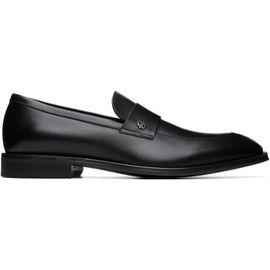 BOSS BOSS Black Double B Monogram Trim Leather Loafers
