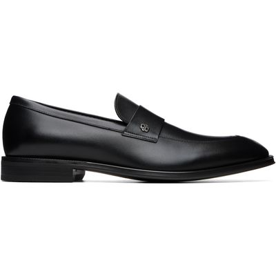BOSS BOSS Black Double B Monogram Trim Leather Loafers