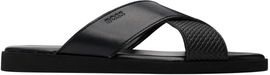 BOSS BOSS Black Faux-Leather Plain & Patterned Straps Sandals