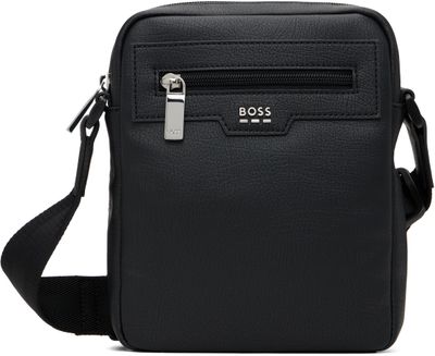 BOSS BOSS Black Grained Faux-Leather Pouch