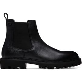 BOSS BOSS Black Grained Leather Chelsea Boots
