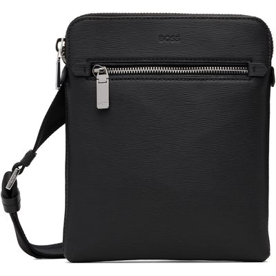 BOSS BOSS Black Leather Embossed Logo Envelope Pouch