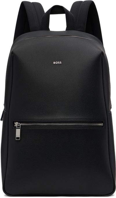BOSS BOSS Black Logo Hardware Grained-Leather Backpack
