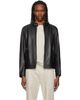 BOSS BOSS Black Logo Trim Grained Leather Jacket - 1