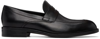 BOSS BOSS Black Penny Trim Leather Loafers