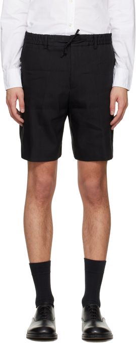 BOSS BOSS Black Relaxed-Fit Tech Linen Shorts