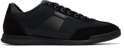 BOSS BOSS Black Ridged Outsole Mixed-Material Sneakers