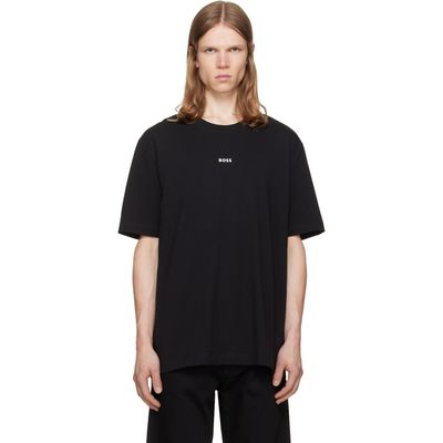 BOSS BOSS Black Stretch-Cotton Contrast Logo T-shirt