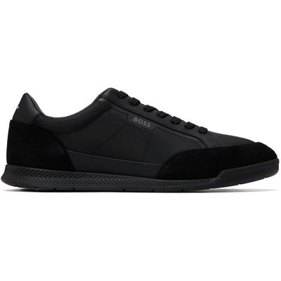 BOSS BOSS Black Suede-Trim Ribbed Sole Sneakers