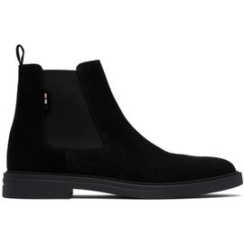BOSS BOSS Black Suede Signature Stitching Chelsea Boots