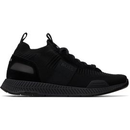 BOSS BOSS Black Suede Trim Knitted Upper Sneakers