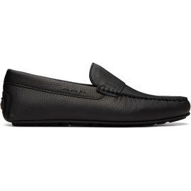BOSS BOSS Black Tumbled-Leather Driver Loafers