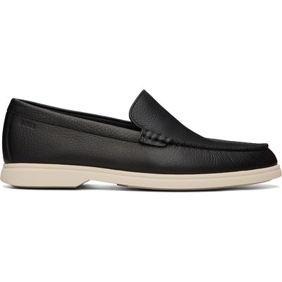 BOSS BOSS Black Tumbled-Leather Logo Detail Loafers