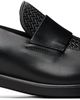 BOSS BOSS Black Woven Vamp Leather Loafers - 1