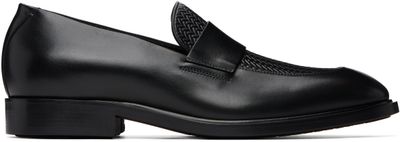BOSS BOSS Black Woven Vamp Leather Loafers