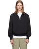 BOSS BOSS Black Zipper Neck Structured Cotton Sweatshirt - 1