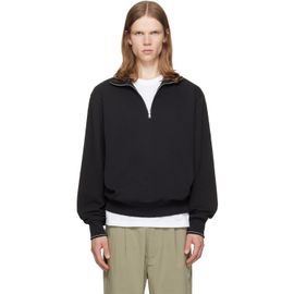 BOSS BOSS Black Zipper Neck Structured Cotton Sweatshirt