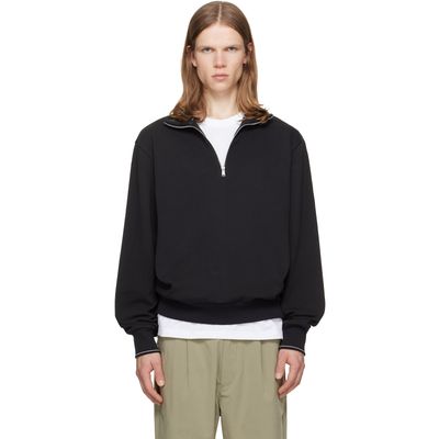 BOSS BOSS Black Zipper Neck Structured Cotton Sweatshirt