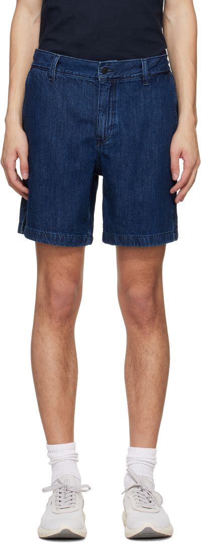 BOSS BOSS Blue Elasticized Waistband Denim Shorts