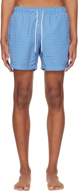 BOSS BOSS Blue Micro-Print Swim Shorts