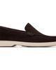 BOSS BOSS Brown Embossed Logo Suede Loafers - 1
