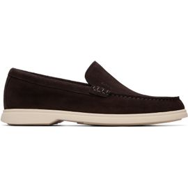 BOSS BOSS Brown Embossed Logo Suede Loafers