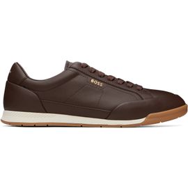 BOSS BOSS Brown Foil Logo Leather Sneakers