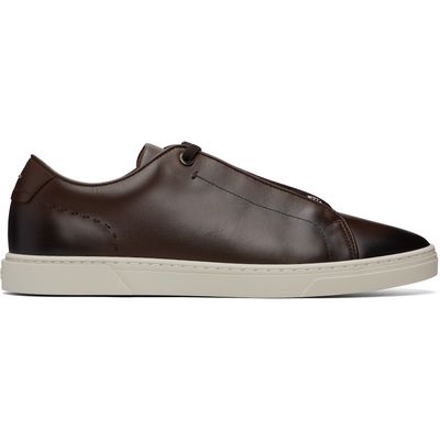 BOSS BOSS Brown Gary Brushed Leather Sneakers