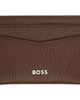 BOSS BOSS Brown Grained-Leather Metal Logo Card Holder - 1