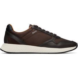 BOSS BOSS Brown Leather & Canvas Sneakers