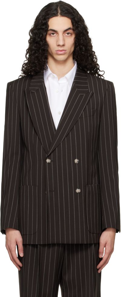 BOSS BOSS Brown Relaxed-Fit Virgin Wool Blazer
